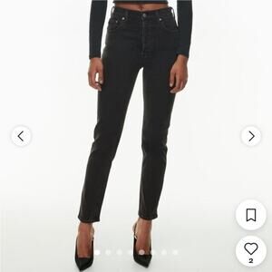 Denim Forum The Lola High Rise Skinny Black Size 28 Grunge Dark Academia Mobwife